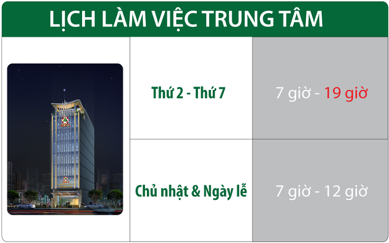 Lịch làm việc tại Trung tâm Y khoa Phước An